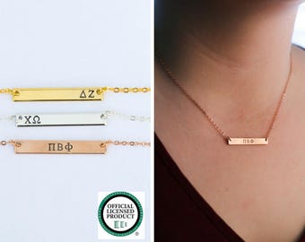 FREE SHIP • Greek Necklace Sorority Sister Gift • Sorority Letter Necklace Big Sis Custom Letter Necklace•Greek Sorority Letter Bar Sorority