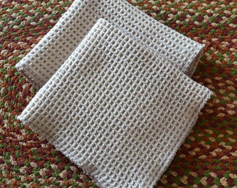 100% Organic Cotton Waffle Weave Natural Dish Cloths-Set of 2 12x12 inches