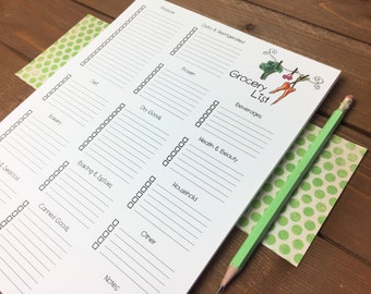 Grocery List Notepad - Shopping List, Magnetic Grocery List Notepad, Magnetic Notepad, Grocery Shopping List with Store Sections - 8.5 x 11