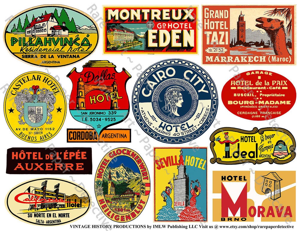 hotel luggage labels printed sheet baggage labels vintage