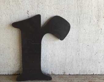 Vintage Metal Letter // Lower Case r // Charcoal Color