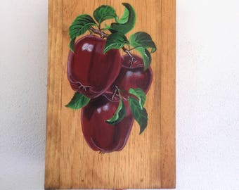 Plastic bag holder, Bag Holder, Plastic bag dispenser,Wooden Bag Holder, Apple Decor, Apple Kitchen Decor, Apple Themed, Country Decor