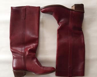 oxblood red riding boots | leather equestrian boots | tall boots | 7.5