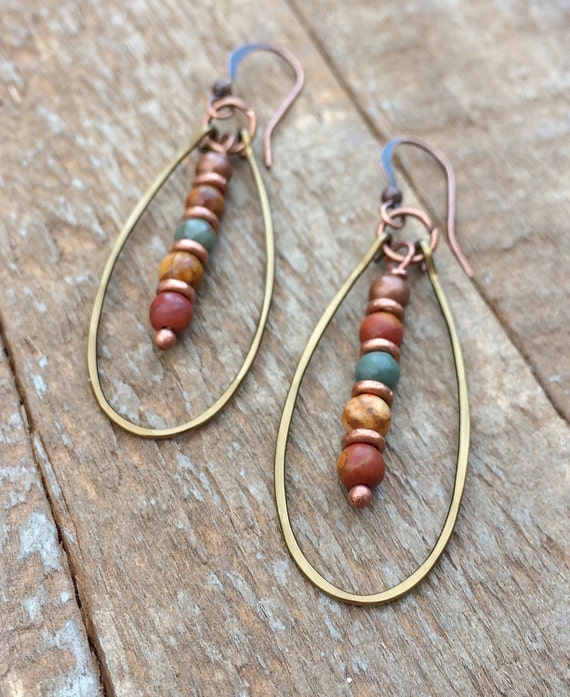 Boho Earrings Boho Jewelry Earthy Jewelry Hoop Earrings