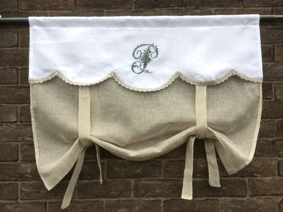 Sheer Tie Up Shade Natural French Linen Window Valance