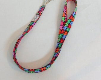Handmade Lanyard Elephant Fabric Lanyard with Key Ring ID Holder ID Badge Holders Scissors Holder Teacher Gift Medical Staff Gift Idea