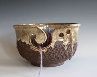 Yarn Bowl, handmade stoneware, pottery yarn bowl, handmade knitting bowl, wheel thrown yarn bowl, Yarn Holder, READY to Ship