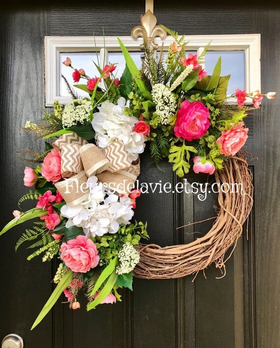 Spring Wreaths Summer Door Wreath House Warming Gift Front