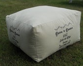 Ottoman Coffee Table Pouf Stencil of your choice and fabric color of your choice, 18 length by 36 width (empty), zipper on bottom