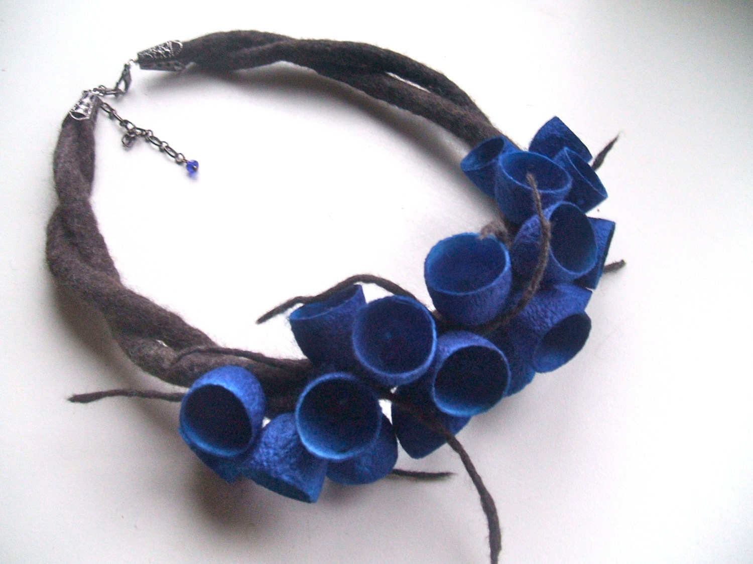 Felt necklace necklace with cocoons floral accessories by jurooma