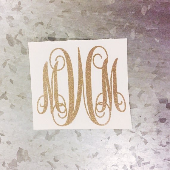 Items similar to Glitter Monogram Glitter Vinyl Decal Glitter Car