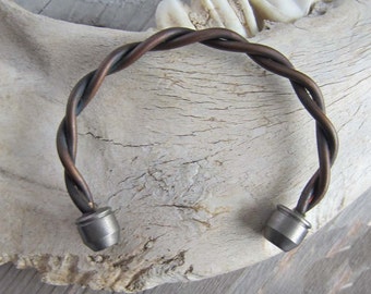 Men's copper bracelet with titanium, tarnished copper rope jewelry copper bracelet men patina distressed copper braided bracelet twisted