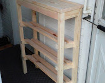 Natural Shoe Rack and Table with Trim