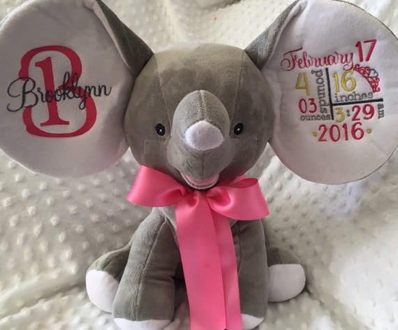 monogrammed stuffed elephant