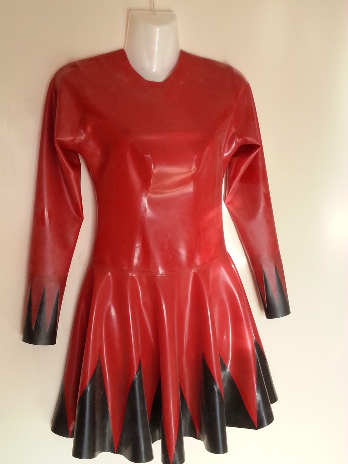 Latex Long Sleeve Triangle Detail Dress by fetasialatex on Etsy