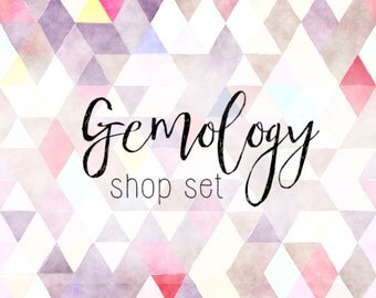 Pink Watercolor Geometric Etsy Banner Set Graphics Package