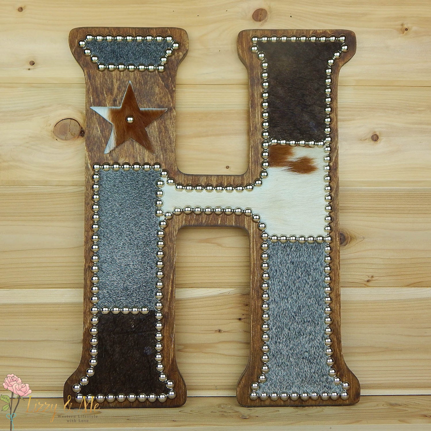 Cowhide Wall Letter H Made to Order Western Home Decor