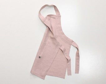 Dusty rose apron for children, Linen kids apron, Girls aprons, neutral light pink apron