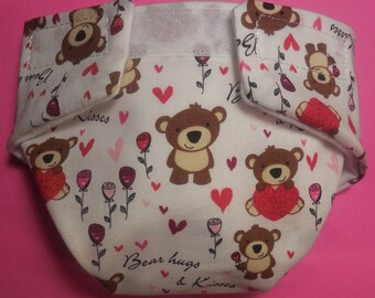 Ready to Ship SIZE #2 cloth Doll Diaper bears hearts adjusts washable fits bitty baby some baby alive all gone American Girl doll & more