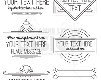 Art Deco Digital Frame Clipart—Digital Label Clip Art Set—Digital Borders—Commercial Use—Digital Download Art—Vector Graphics