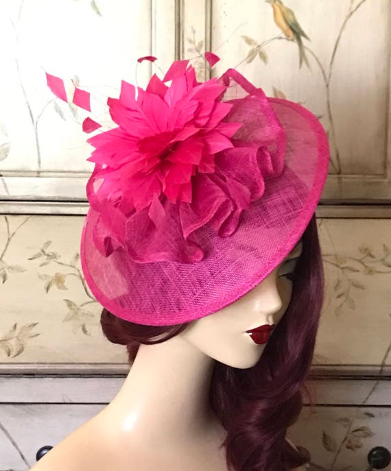 Hot Pink Kentucky Derby Hat Fuschia Fascinator Hat Tea