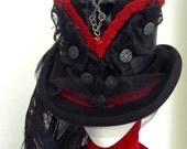 Gothic Steampunk black lace & chain corset riding top hat
