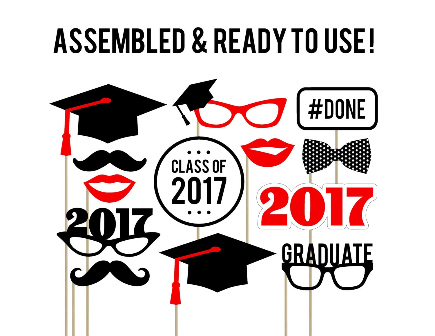 Graduation Photo Booth Props . Class of 2017 . Graduate Photo