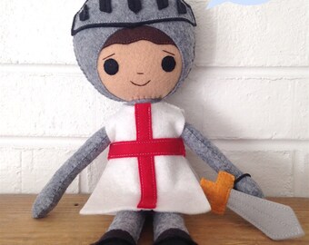 Catholic Toy Doll - St. George - Wool Felt Blend - Catholic Toy - Felt Doll