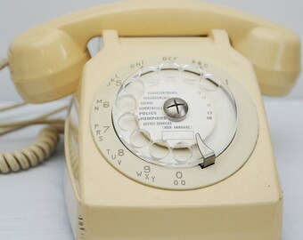 French Socotel Telephone in Cream with Rotary Dial and Mother-In-Law Listening Receiver
