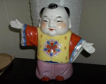 LARGE..Antique Japanese Hotei, Laughing Buddha Statue...Perfect Condition...13" Tall