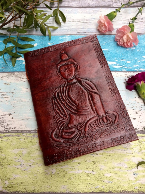 BUDDHA JOURNAL - Leather Journal - Embossed Journal - Student - Leather Notebook - Sketch book - Handmade - Vintage leather - Boho