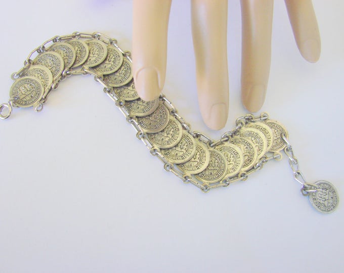 Vintage Italian Souvenir Dis Marino Coin Charm Link Bracelet / Jewelry / Jewellery