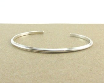 Hand Forged Sterling Silver Bracelet, Thin Cuff Bracelet, Stacking Bangle Bracelet, Silver Cuff, Triangle Bracelet, Gift For Her