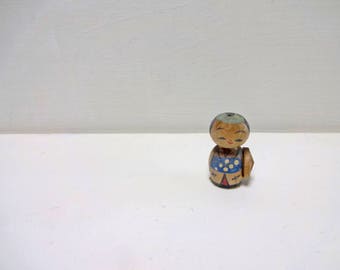 1.1in Vintage Japanese Miniature Wood KOKESHI Doll
