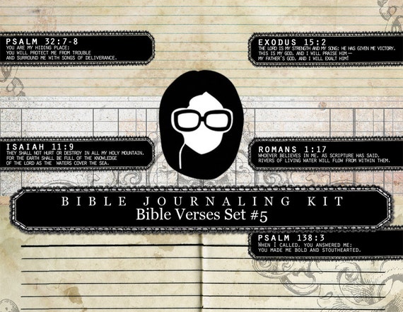 Bible Verses DIY - Bible Verse Set #5 - 3 Pg Instant Downloads - lined journal pages, bible journaling kit, prayer journaling, flourish