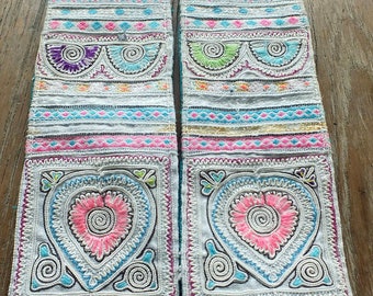 Vintage Hmong Fabric, handmade tapestry textiles, hill tribal fabric