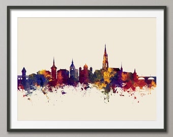 Bern Skyline, Bern Switzerland Cityscape Art Print (2688)