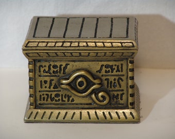 Handcrafted Deck Box by Leifkicker. Brass Colored Resin Millennium Puzzle Box. Great for EDH; holds 100 Sleeved Cards.