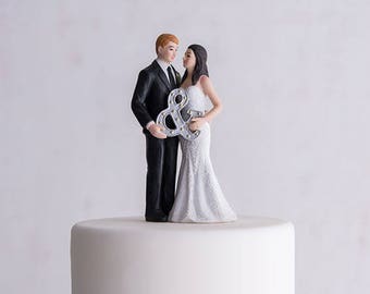 Wedding Cake Top,Mr. & Mrs. Porcelain Figurine, Wedding Cake Topper With Ampersand