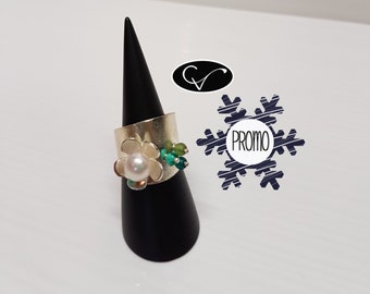 15% de rabais-Bague fleur turquoise/lime