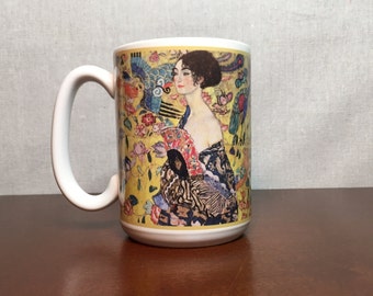 Gustav Klimt artwork mug, Klimt's A Lady with A Fan mug, large art coffee mug