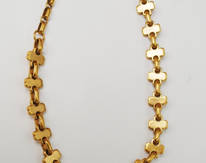 Gold Volupte link necklace - gold plated - clover leaf design - collar necklace