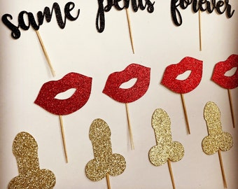 Same Penis Forever Cupcake Toppers, Penis Cupcake Toppers, Bachelorette Cupcake Toppers, Penis Party Decor, Bachelorette Party Decorations