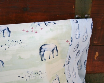 Organic Toddler Pillowcase, Organic Travel Pillowcase, Wanderlust, Horses, Feathers