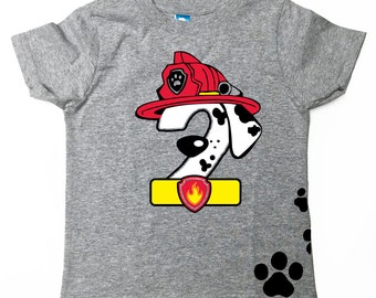 Custom PAW PATROL Inspired birthday shirt MARSHALL Inspired Birthday number Tee Shirt Paw Patrol Birthday Shirt with Name on Back