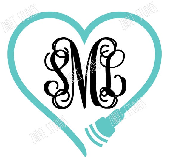 Download heart ultrasound with space for monogram cut file vinyl