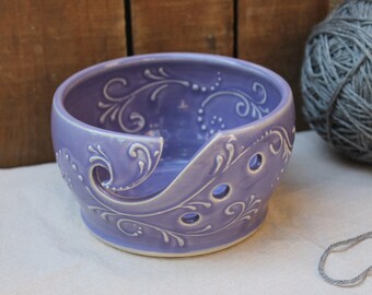 Purple Yarn Bowl, Tip Resistant, Crochet, Knitting, violet, gift, mothers day present, IN STOCK, ready to ship