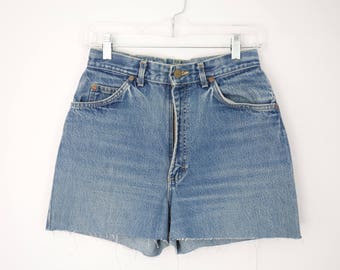 90s High Waisted Cut Off Jean Shorts, Lee Denim Shorts, Waist 28
