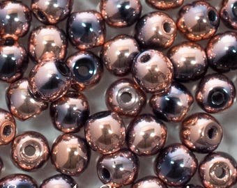 3mm Jet Capri Gold Full Round Beads, 4127, 3mm Druk, 3mm Smooth Round Jet Capri Gold Full, 100 Beads