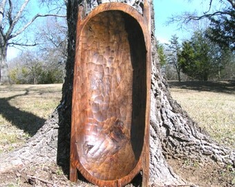 LARGE Hand Carved Wood Dough Bowl Bread Trencher 0095 et